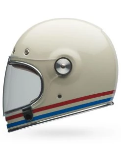 New 🎉 Bell Bullitt Rally Stripes Helmet - Pearl White/Red/Blue - M ❤️