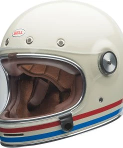 New 🎉 Bell Bullitt Rally Stripes Helmet - Pearl White/Red/Blue - M ❤️ -Motorcycle helmet Shop BE7143904 p 1