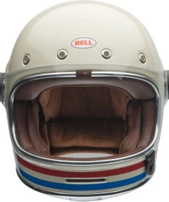 New 🎉 Bell Bullitt Rally Stripes Helmet - Pearl White/Red/Blue - M ❤️ -Motorcycle helmet Shop BE7143904 p