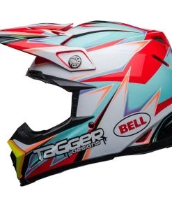 Hot Sale ⌛ Bell Moto-9S Flex Tagger Edge White Aqua Helmet ⭐